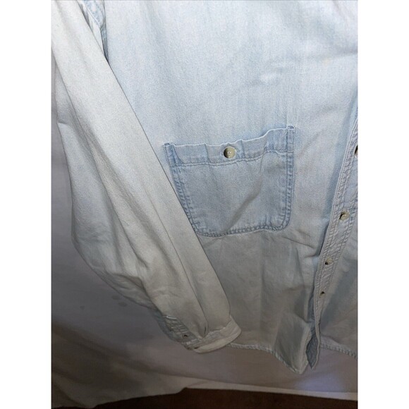 Hardrock Men’s Chambray Shirt Size Medium Blue Faded Look Comfort Casual Cozy - Picture 6 of 12